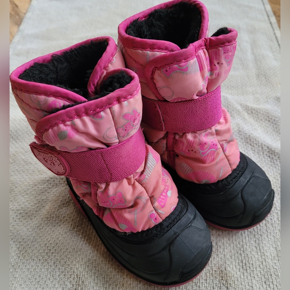 Kamik Pink and Black Snowbug Winter Boots for Kids, Size 6